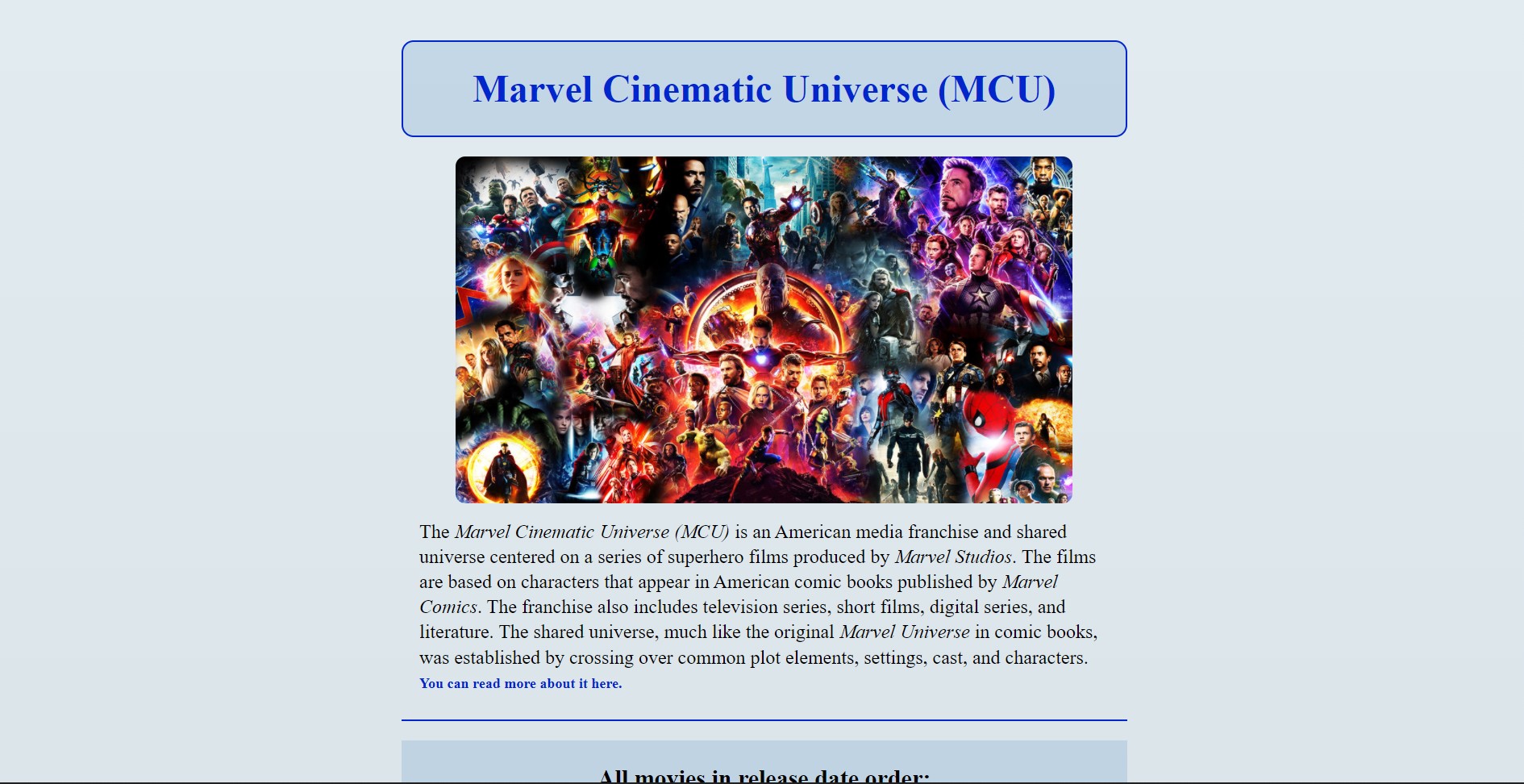 Page about MCU - preview